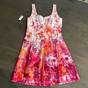 Nine West Bulgarian Rose Pink Pleated Aline fit and flare Dress Size 12